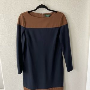 Ralph Lauren two toned ponte knit dress.  Size 8.  Like new.